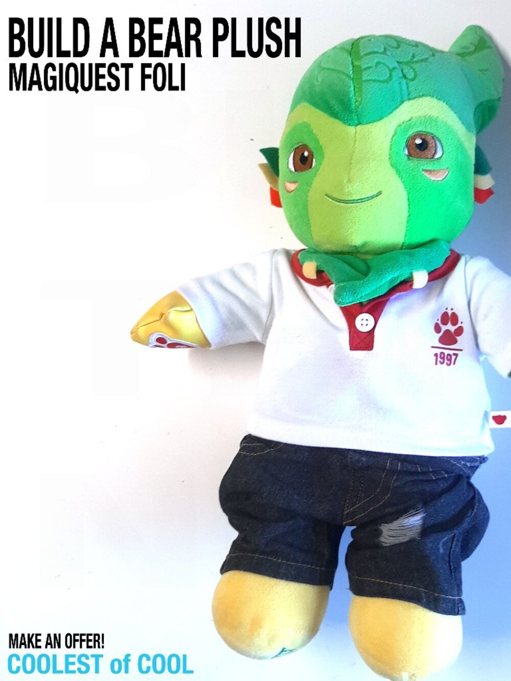 Build A Bear MagiQuest Foli troll Stuffed Animal Plush toy plus 1997 outfit nice